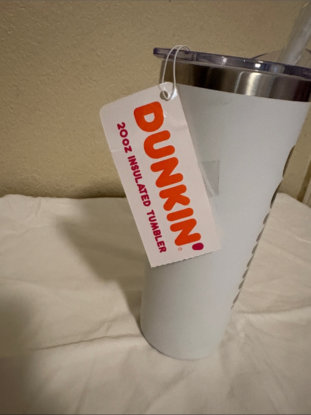 Dunkin' 20 oz Stainless Steel Insulated Tumbler White Logo Twist Lid & Straw NWT - Picture 5 of 5